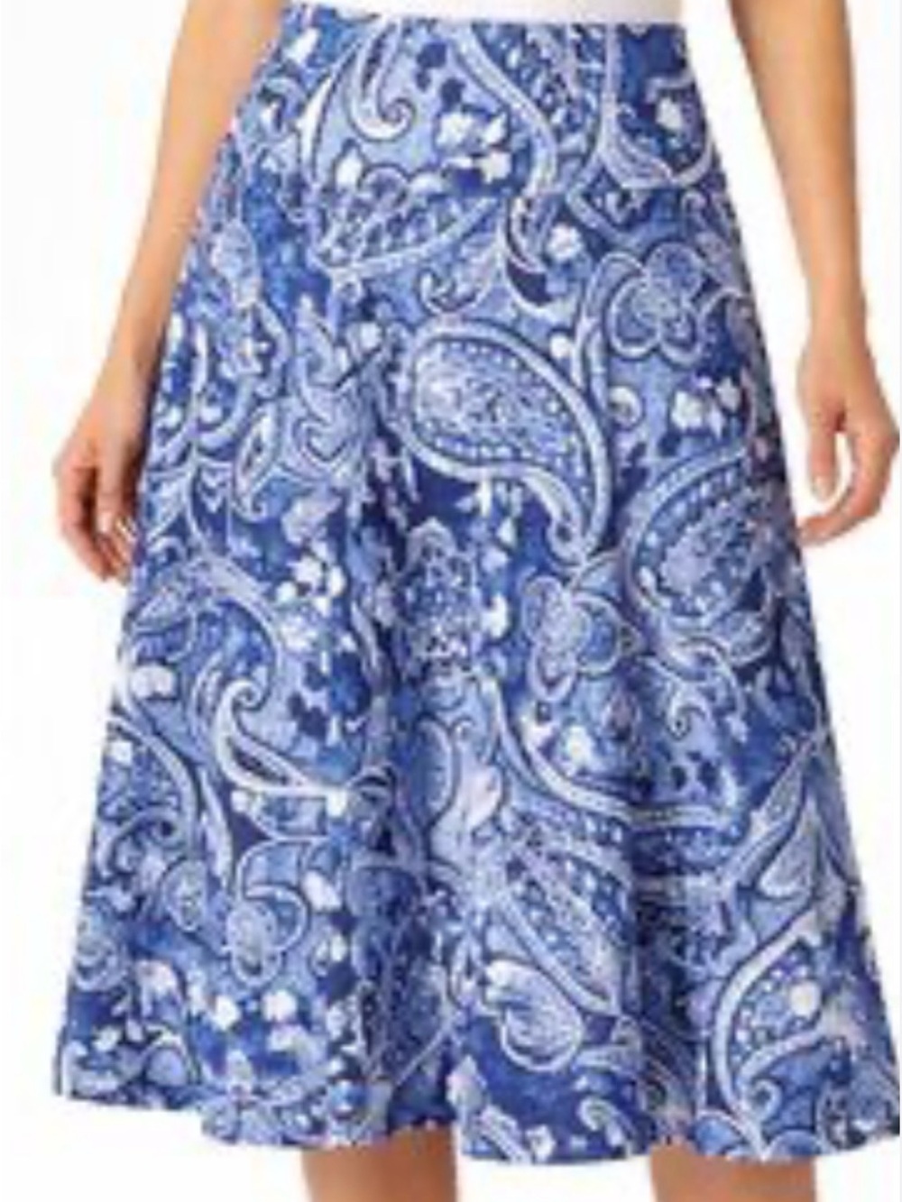 Lauren Ralph Lauren Blue White Paisley Drop Waist Lightweight Pockets Skirt